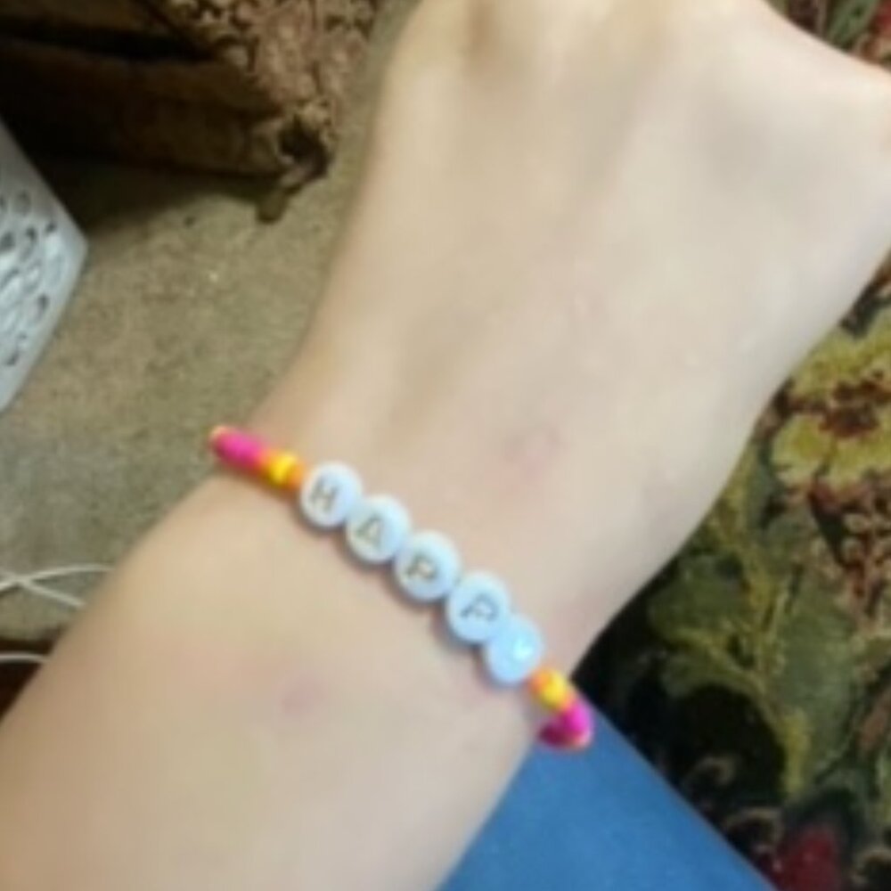 Pink and Orange Happy Bracelet